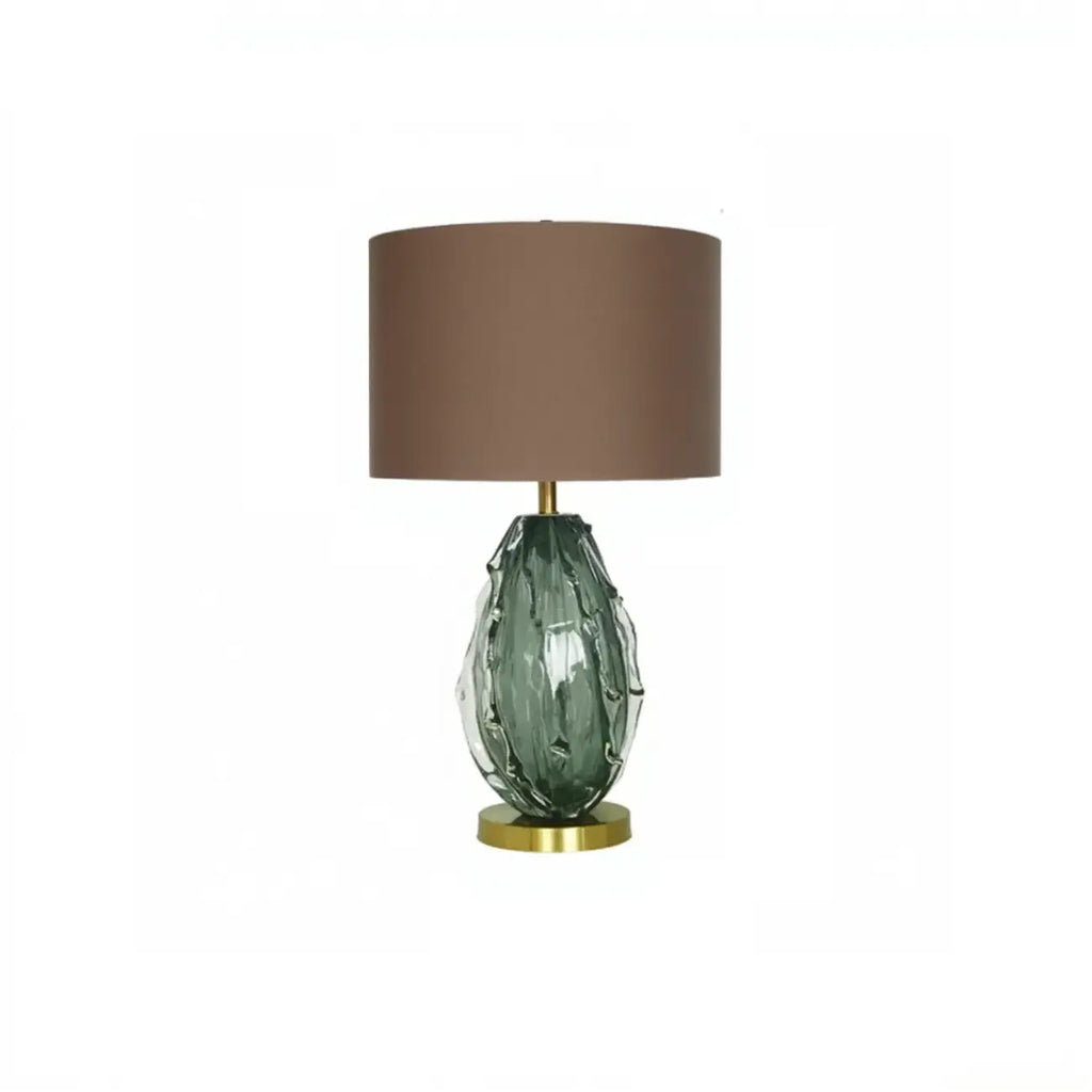 Lampe de table moderne en verre vert avec forme en tissu