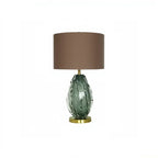Lampe de table moderne en verre vert avec forme en tissu