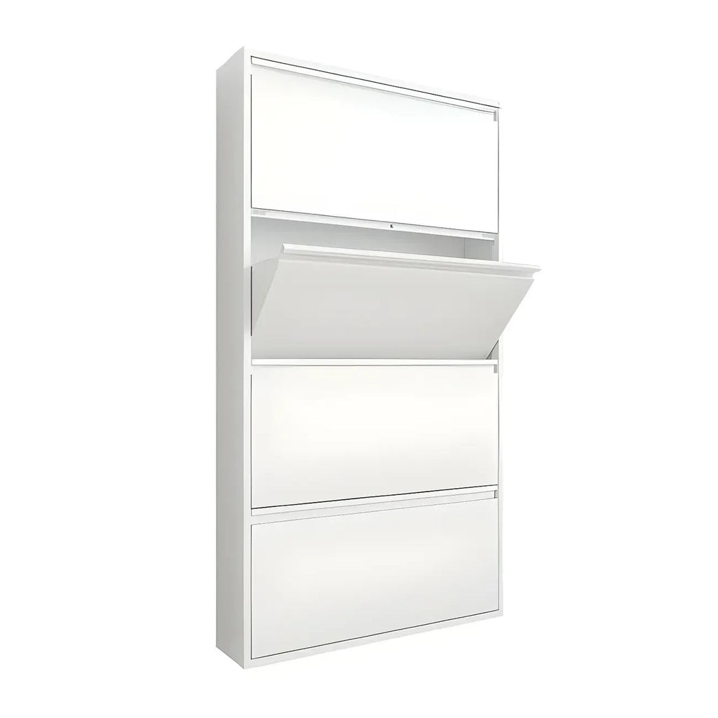 Armoire à chaussures murale en métal gris/blanc