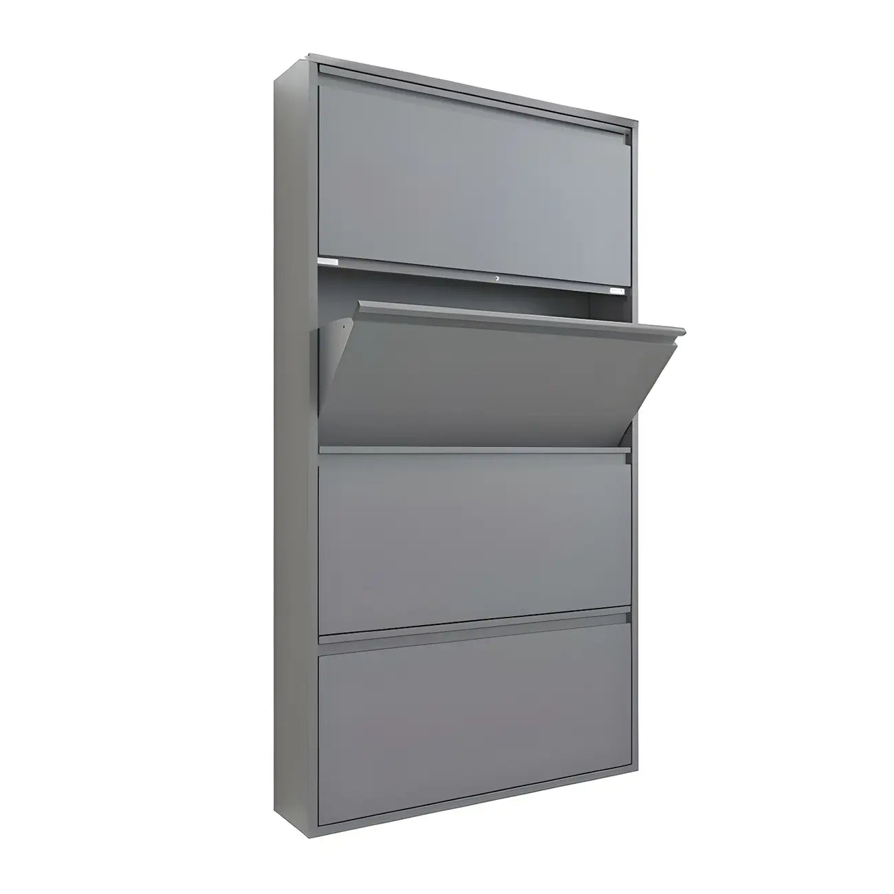 Armoire à chaussures murale en métal gris/blanc