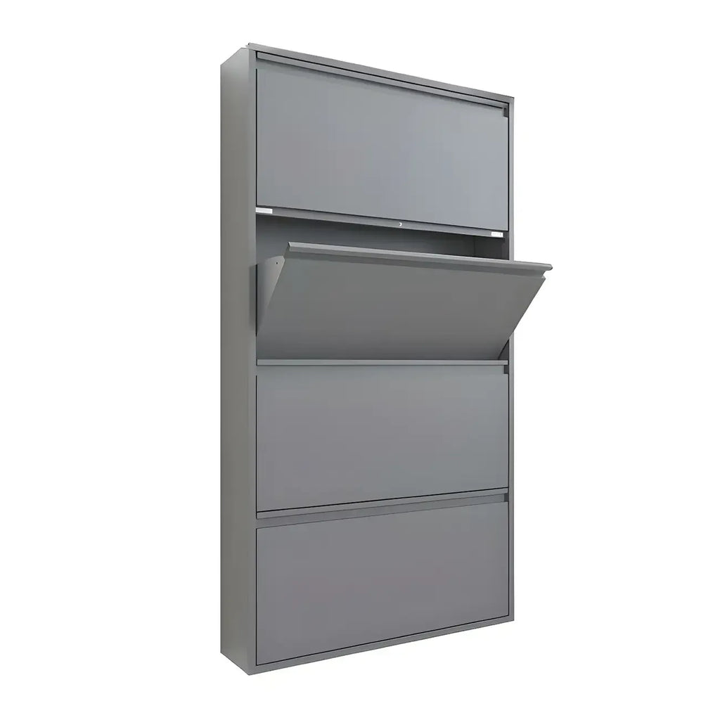Armoire à chaussures murale en métal gris/blanc