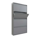 Armoire à chaussures murale en métal gris/blanc