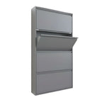 Armoire à chaussures murale en métal gris/blanc