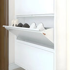 Armoire à chaussures murale en métal gris/blanc