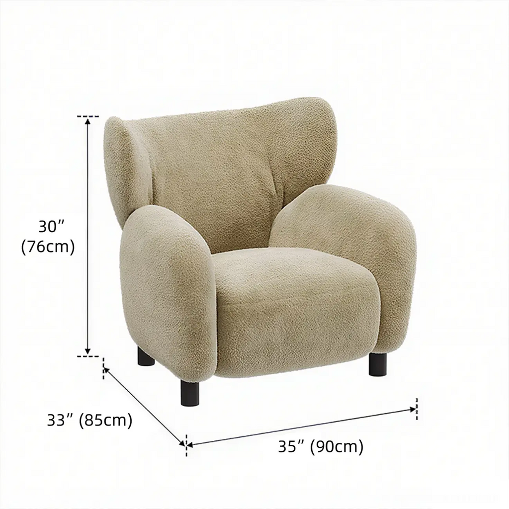 Fauteuil d'appoint moderne à oreilles en tissu chenille avec accoudoirs