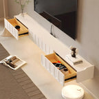 Mobile TV galleggiante a U da 65" in legno bianco con armadietto