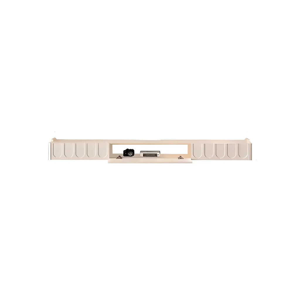 Mobile TV galleggiante a U da 65" in legno bianco con armadietto