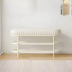 Banc porte-chaussures ovale élégant en métal rembourré