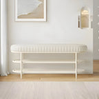Banc porte-chaussures ovale élégant en métal rembourré
