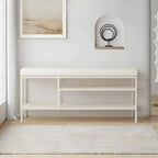 Banc porte-chaussures ovale élégant en métal rembourré