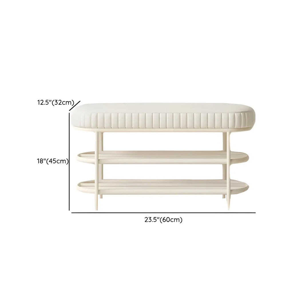 Banc porte-chaussures ovale élégant en métal rembourré