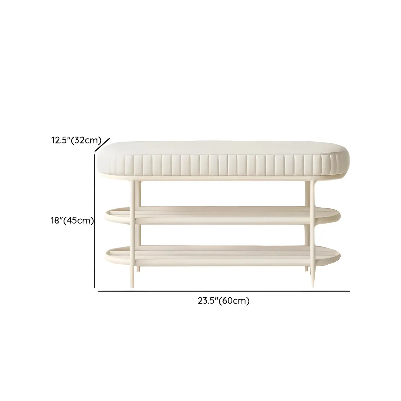 Banc porte-chaussures ovale élégant en métal rembourré