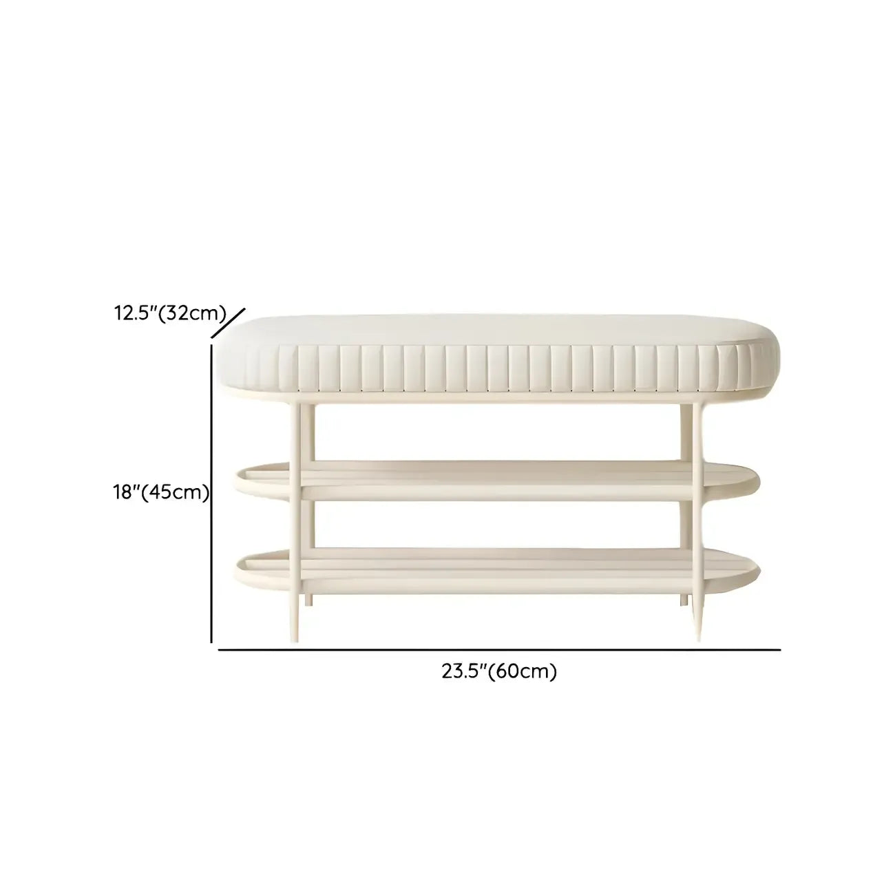 Banc porte-chaussures ovale élégant en métal rembourré