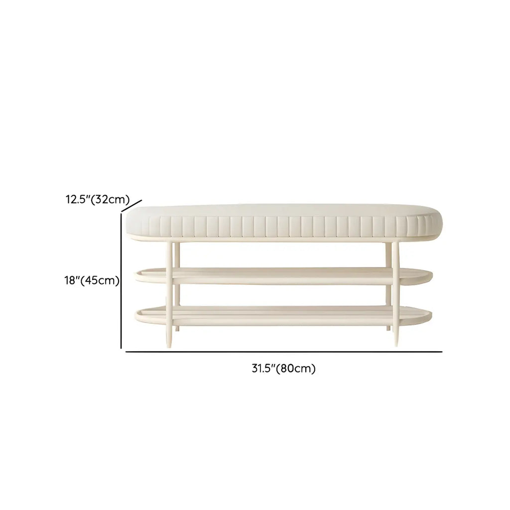 Banc porte-chaussures ovale élégant en métal rembourré