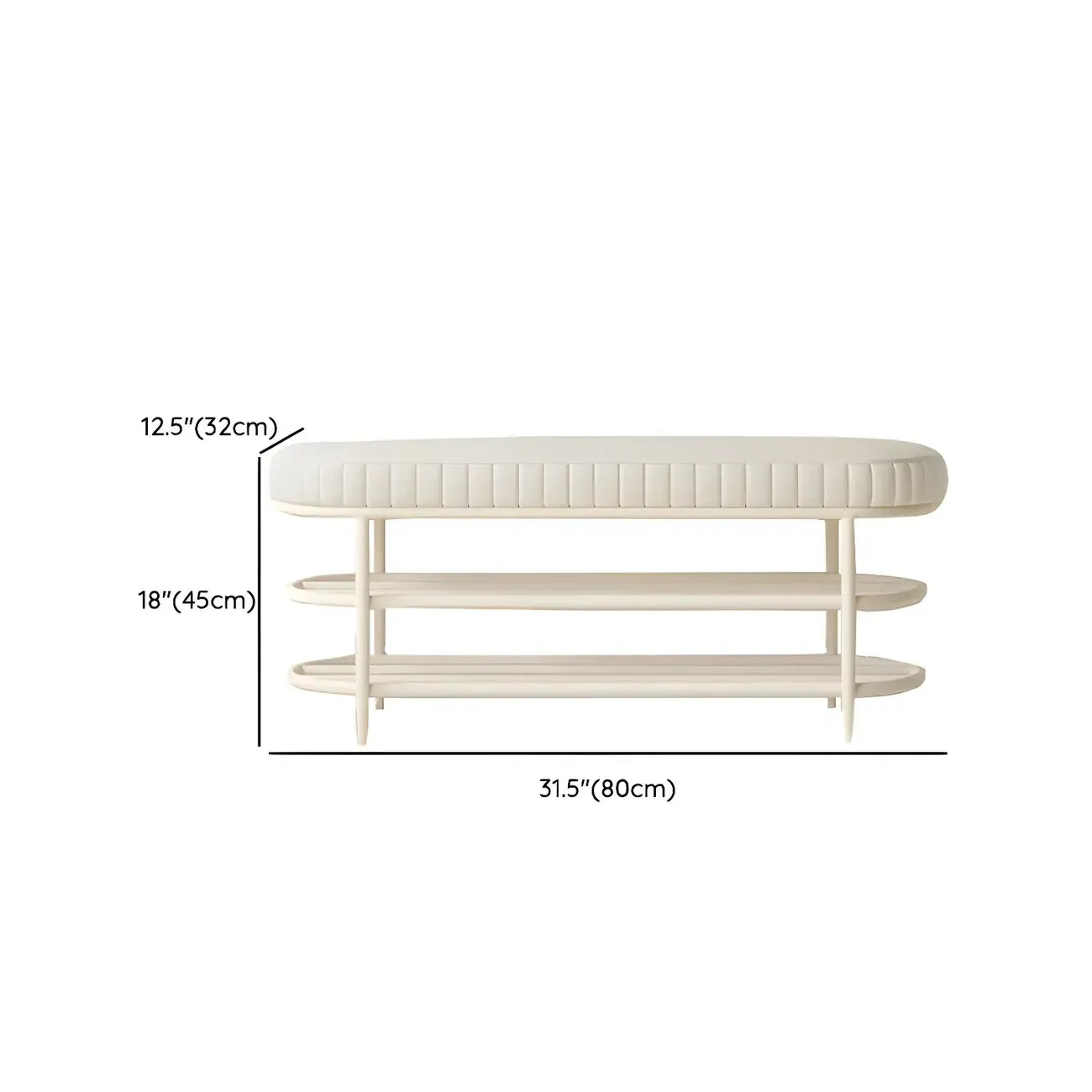 Banc porte-chaussures ovale élégant en métal rembourré