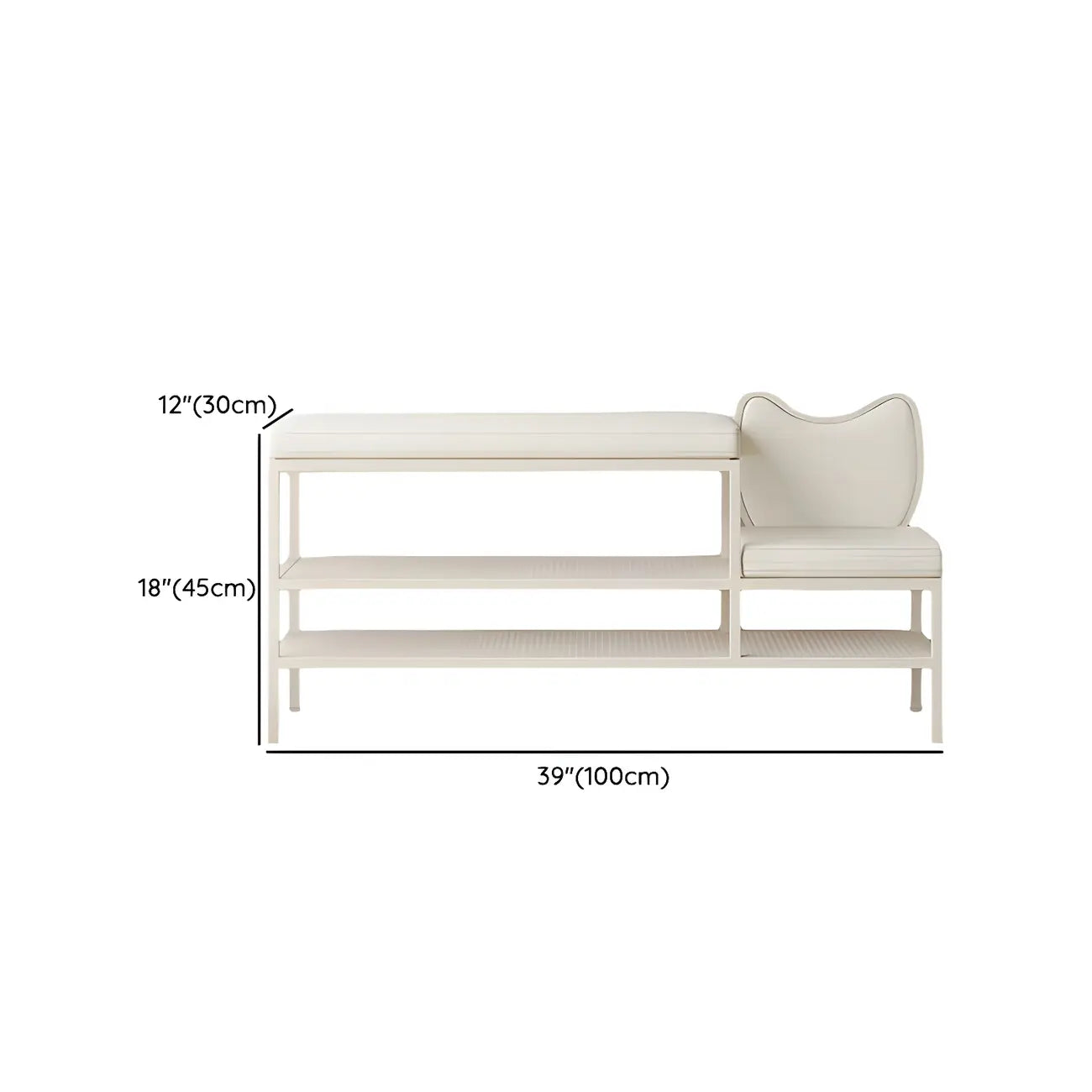 Banc porte-chaussures ovale élégant en métal rembourré
