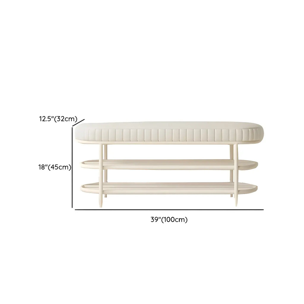 Banc porte-chaussures ovale élégant en métal rembourré