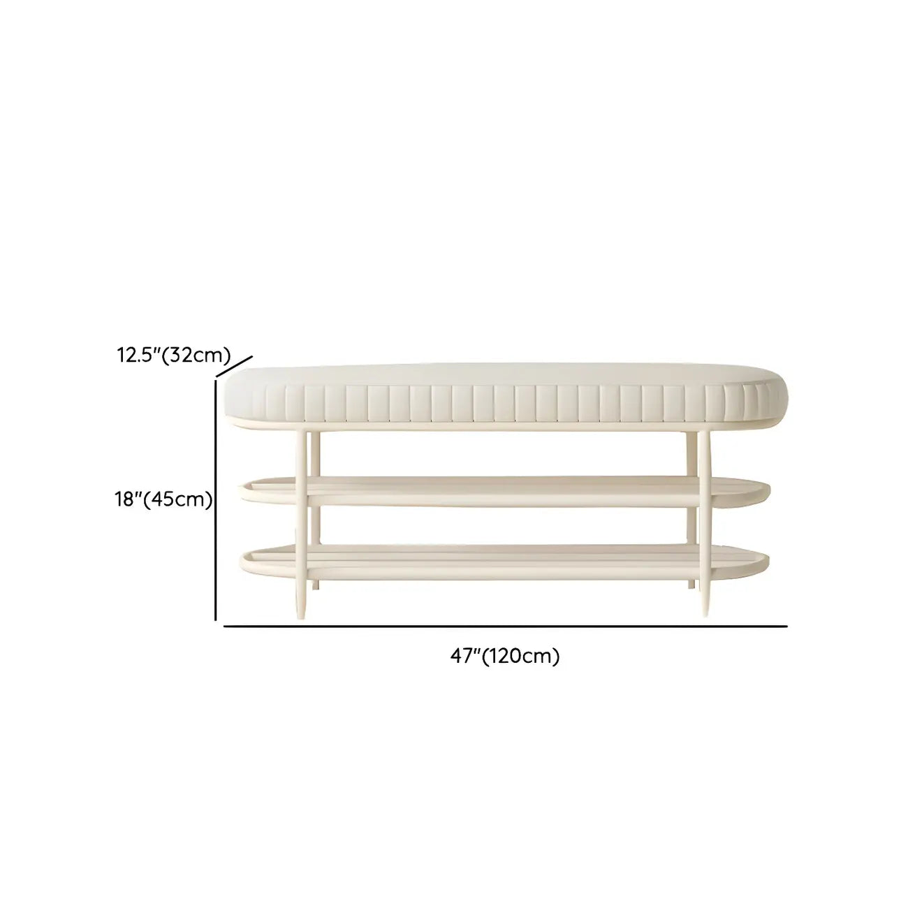 Banc porte-chaussures ovale élégant en métal rembourré