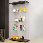 Vitrine rectangulaire minimaliste à 4 étagères en verre transparent