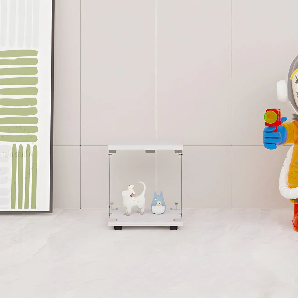 Vitrine rectangulaire minimaliste à 4 étagères en verre transparent