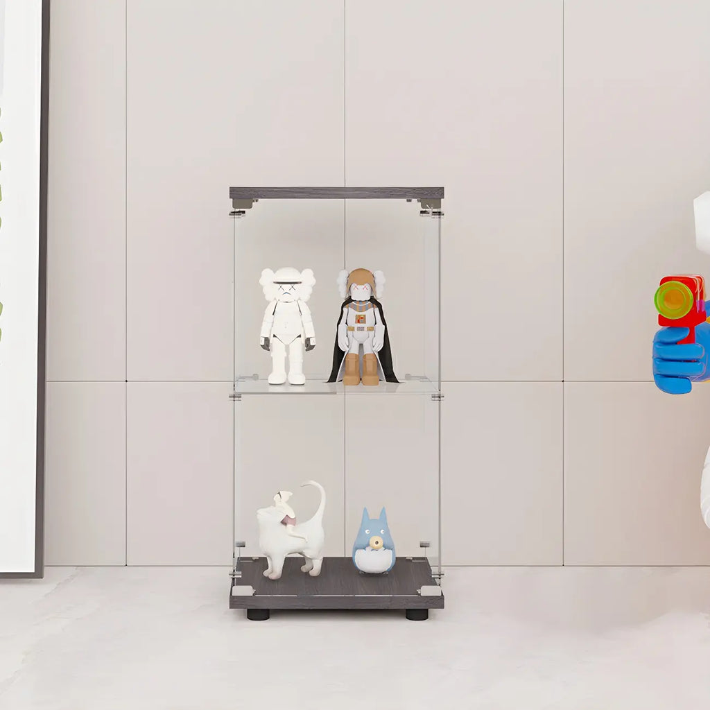 Vitrine rectangulaire minimaliste à 4 étagères en verre transparent
