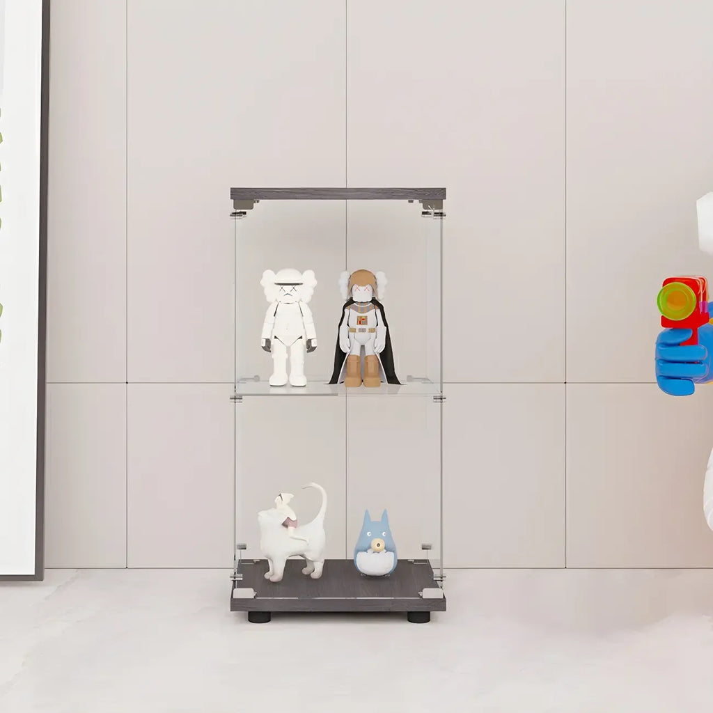Vitrine rectangulaire minimaliste à 4 étagères en verre transparent