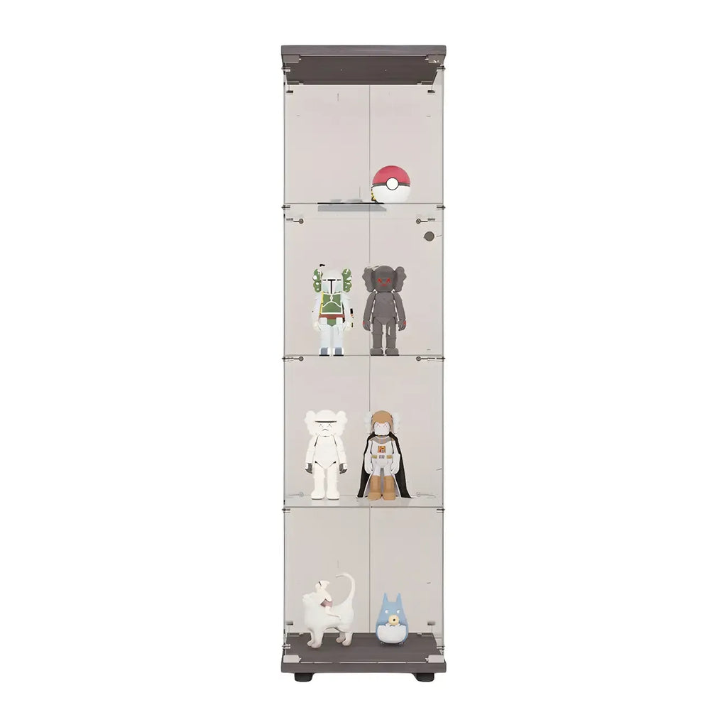 Vitrine rectangulaire minimaliste à 4 étagères en verre transparent