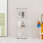 Vitrine rectangulaire minimaliste à 4 étagères en verre transparent