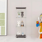 Vitrine rectangulaire minimaliste à 4 étagères en verre transparent
