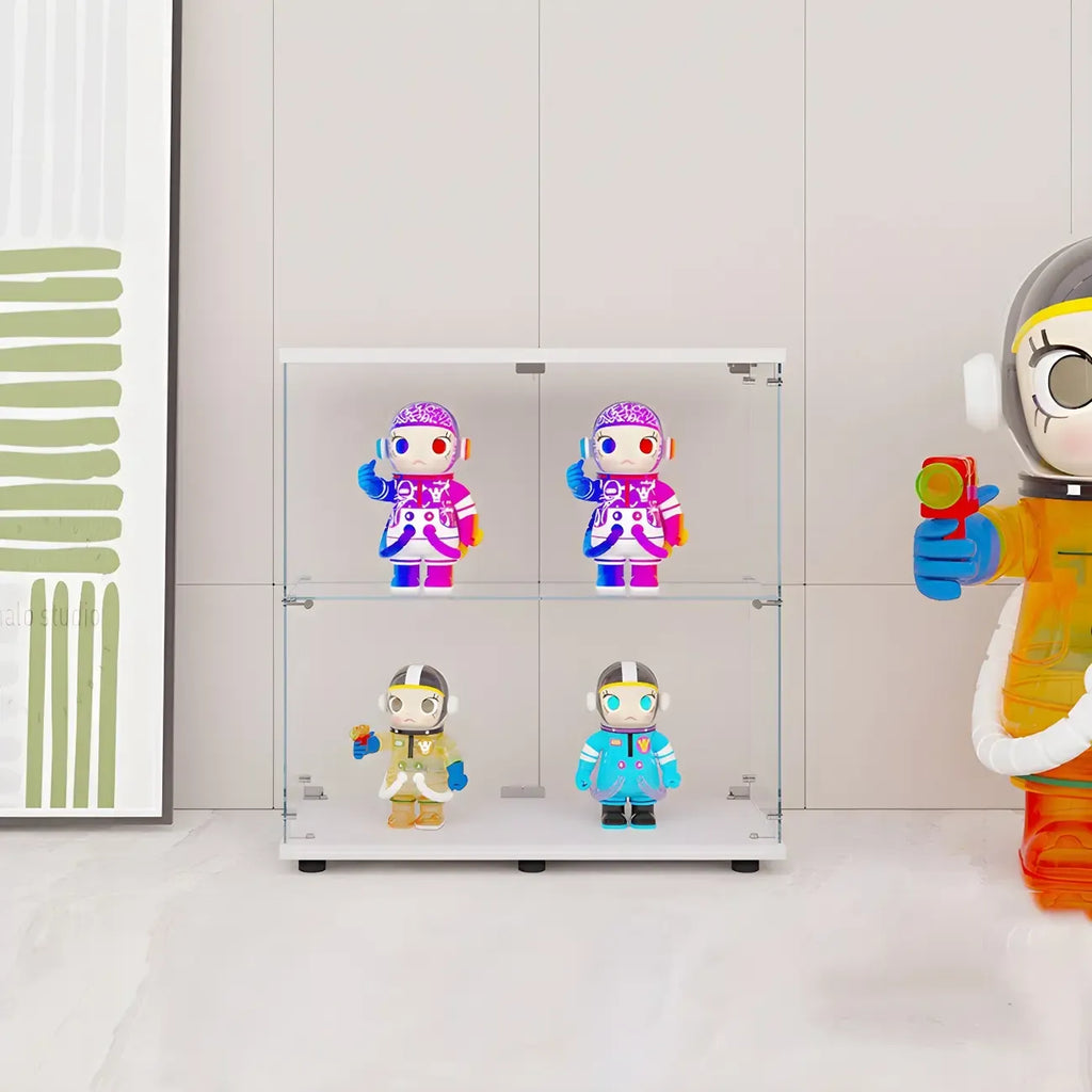 Vitrine rectangulaire minimaliste à 4 étagères en verre transparent