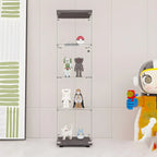 Vitrine rectangulaire minimaliste à 4 étagères en verre transparent