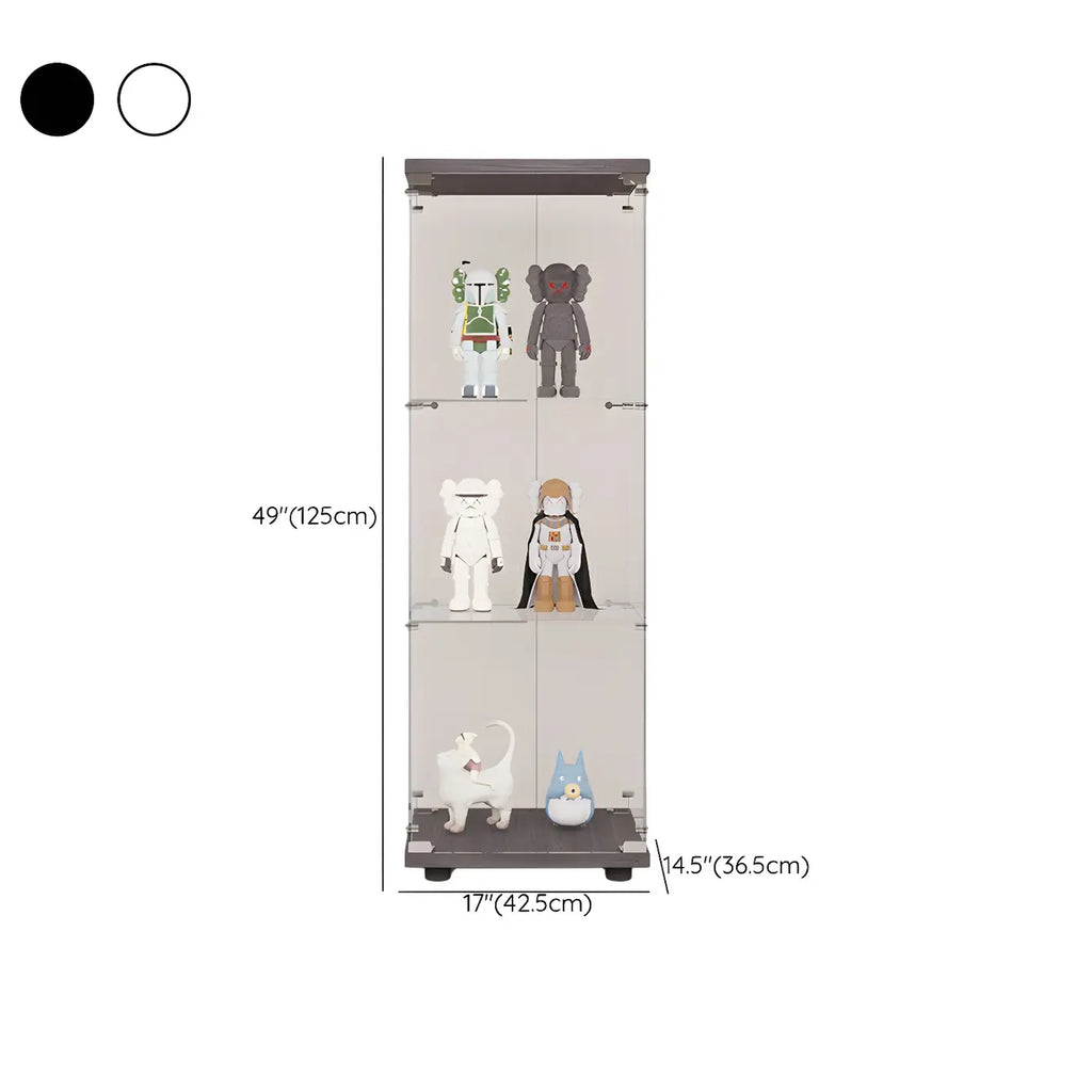Vitrine rectangulaire minimaliste à 4 étagères en verre transparent