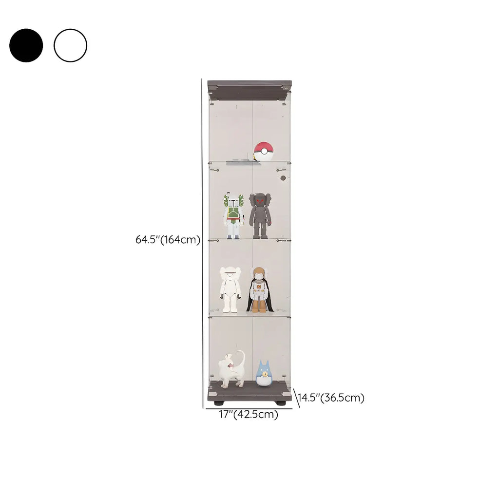 Vitrine rectangulaire minimaliste à 4 étagères en verre transparent