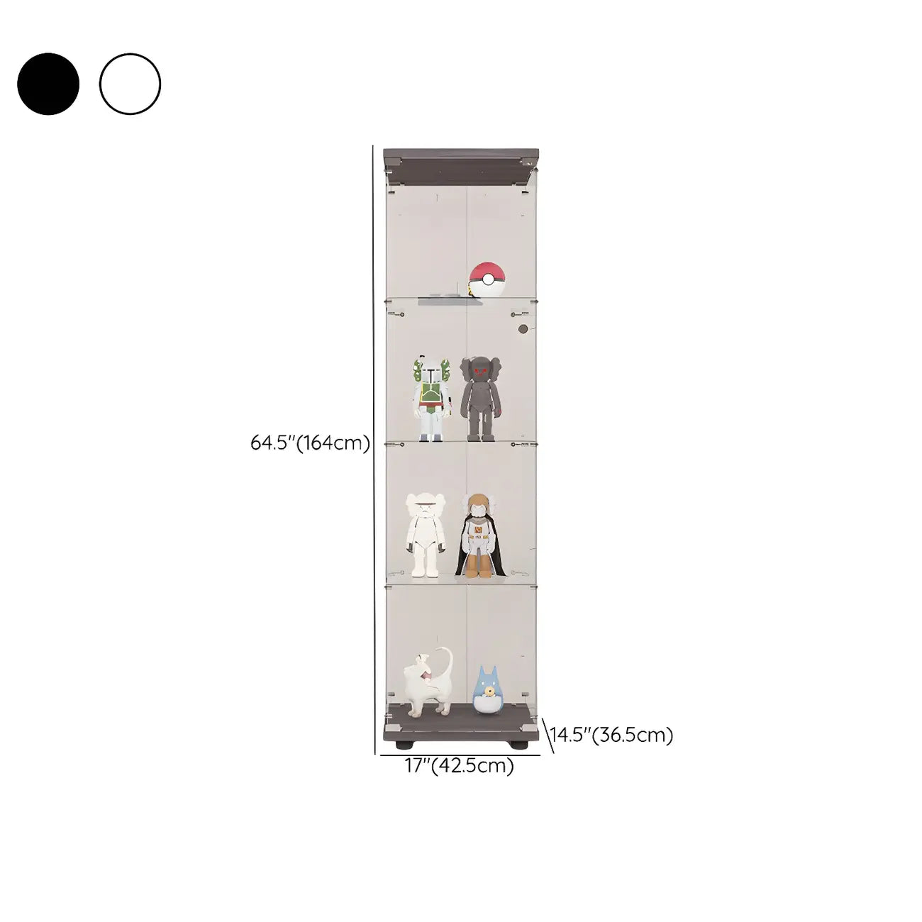 Vitrine rectangulaire minimaliste à 4 étagères en verre transparent