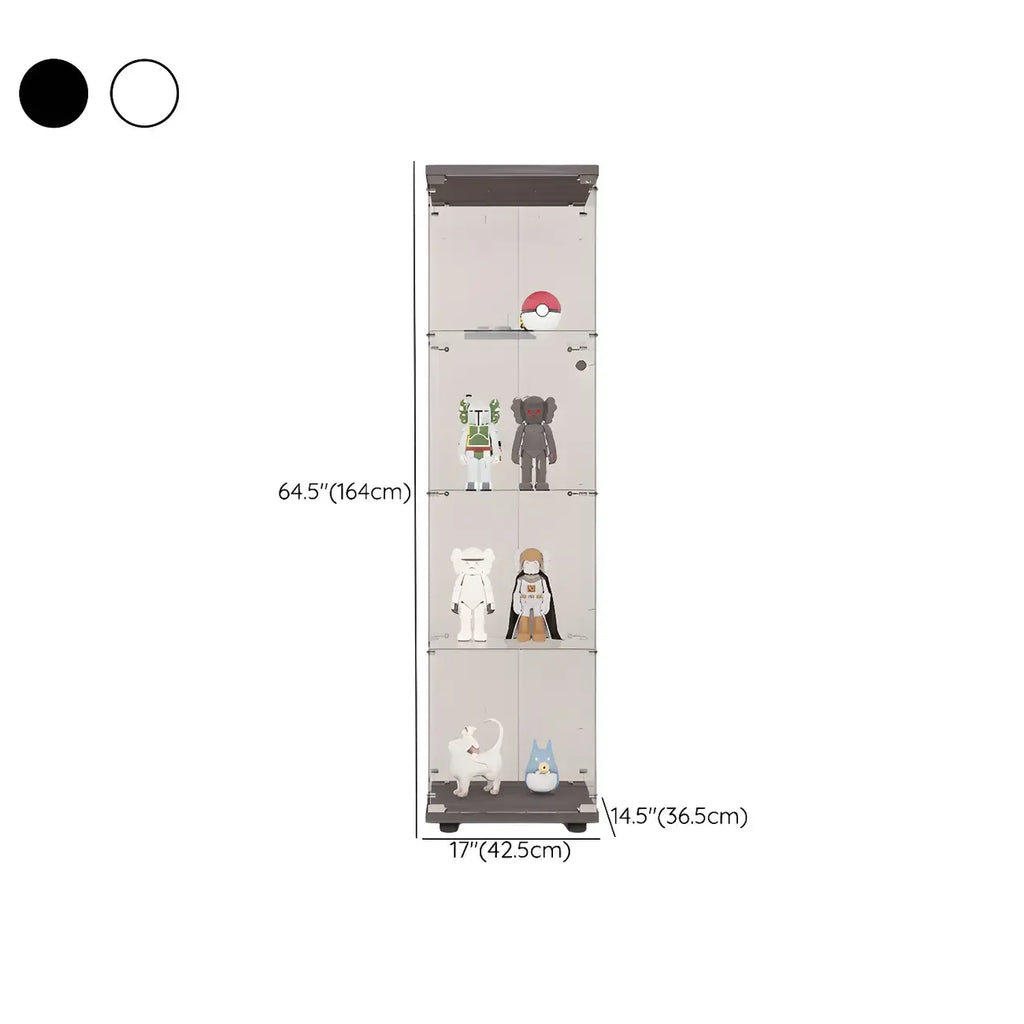 Vitrine rectangulaire minimaliste à 4 étagères en verre transparent