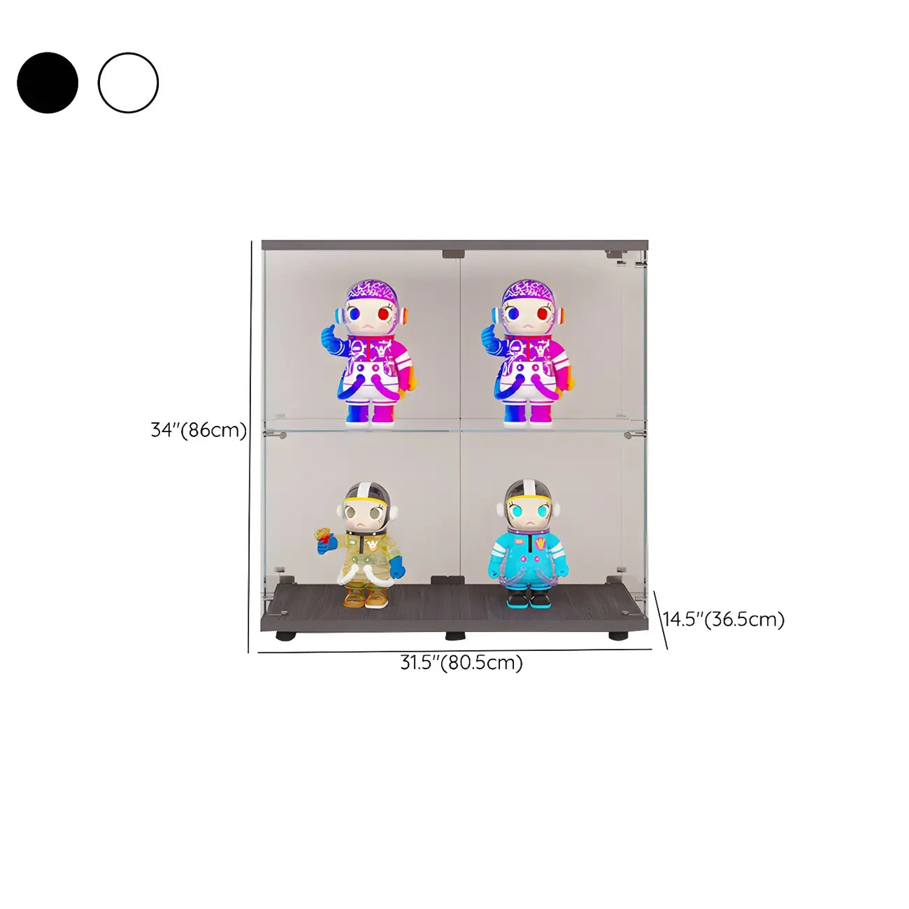 Vitrine rectangulaire minimaliste à 4 étagères en verre transparent