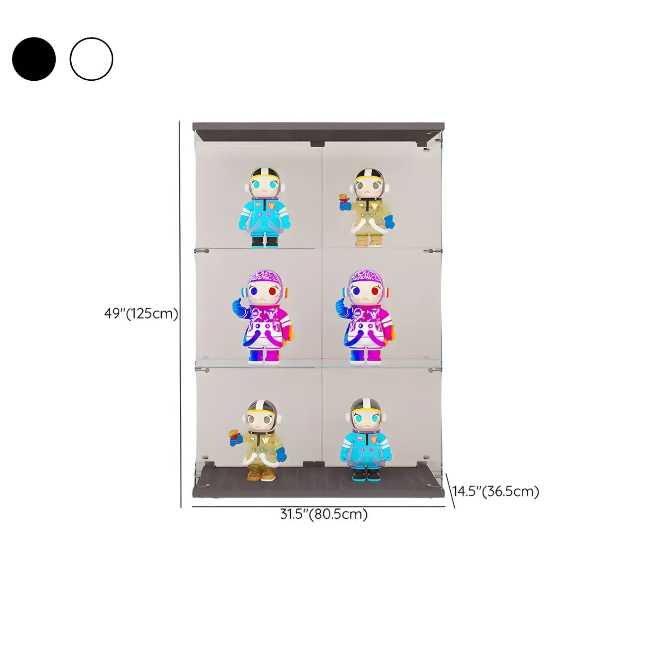 Vitrine rectangulaire minimaliste à 4 étagères en verre transparent