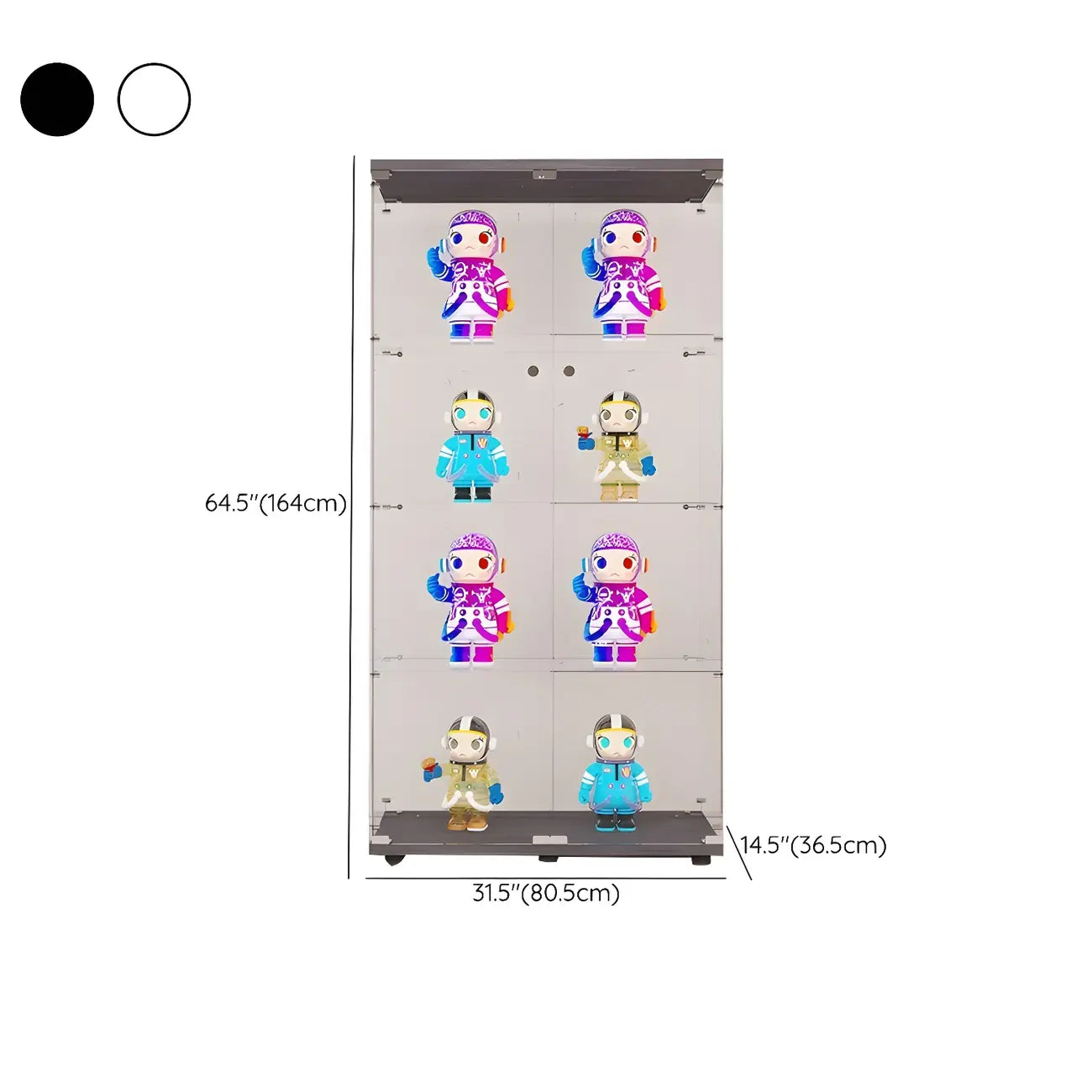 Vitrine rectangulaire minimaliste à 4 étagères en verre transparent