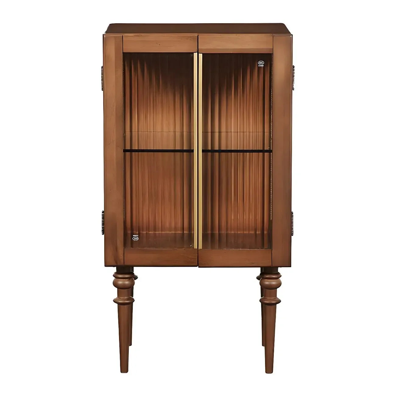Armoire de rangement moderne sur pieds en bois brun et verre
