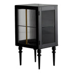 Armoire de rangement moderne sur pieds en bois brun et verre