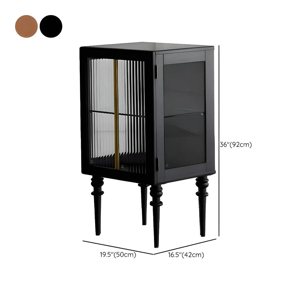 Armoire de rangement moderne sur pieds en bois brun et verre