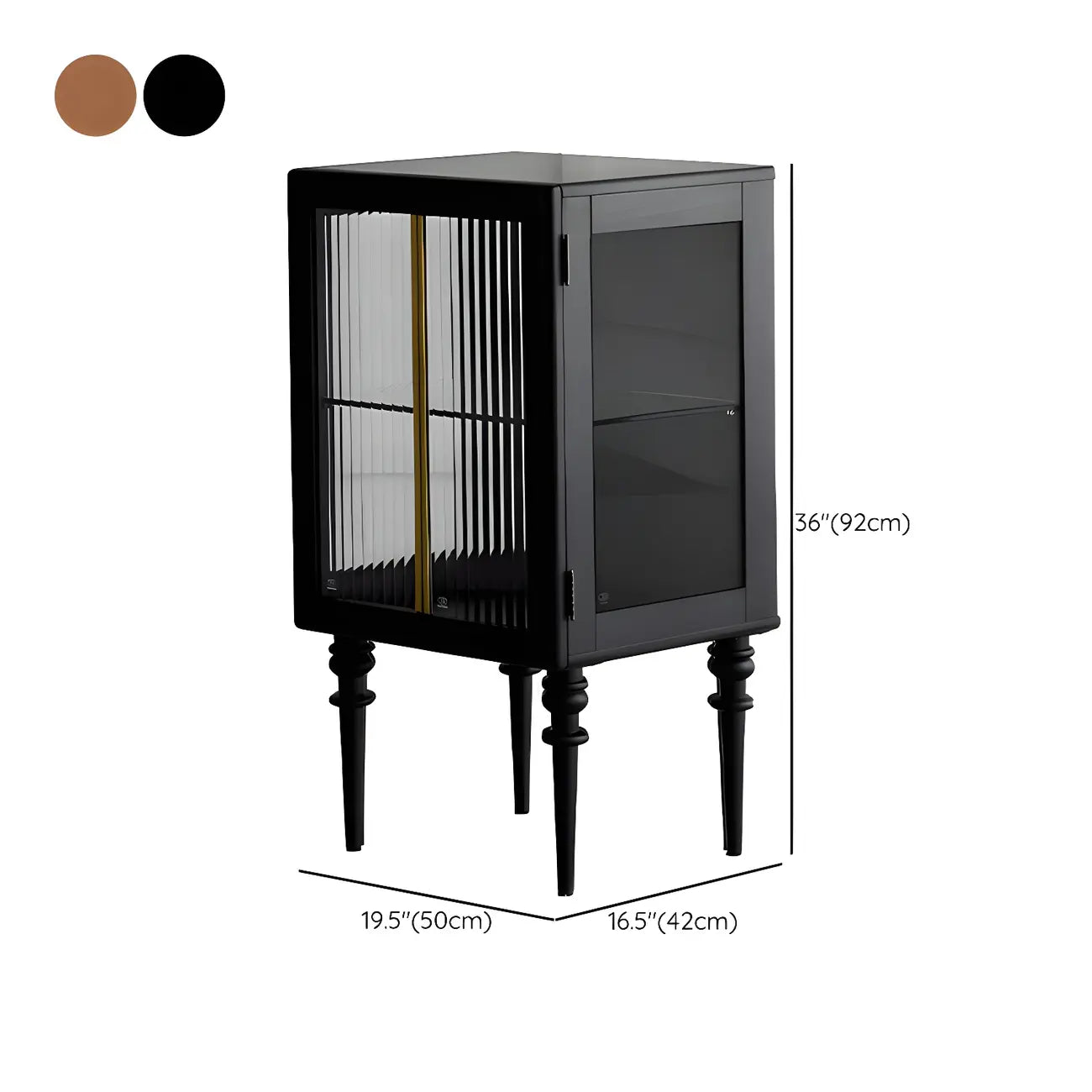 Armoire de rangement moderne sur pieds en bois brun et verre