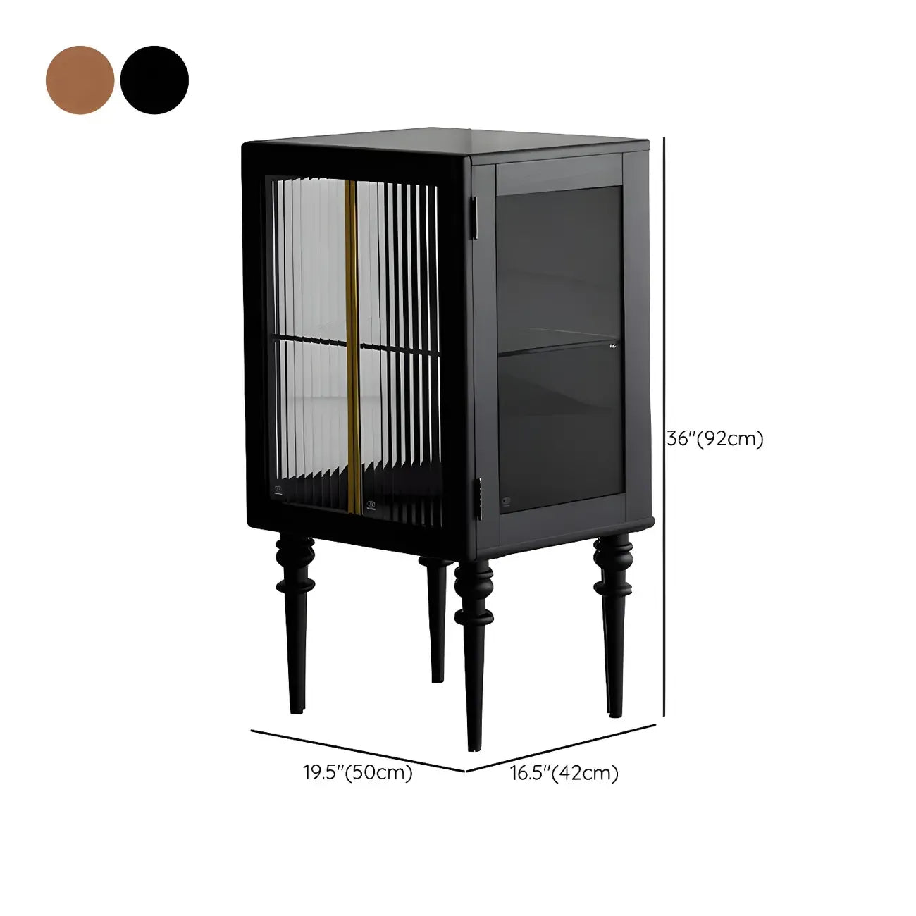 Armoire de rangement moderne sur pieds en bois brun et verre