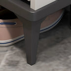 Armoire à chaussures d'entrée grise et blanche à façade rabattable