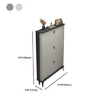 Armoire à chaussures d'entrée grise et blanche à façade rabattable