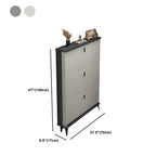 Armoire à chaussures d'entrée grise et blanche à façade rabattable