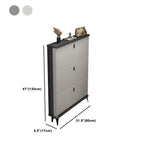 Armoire à chaussures d'entrée grise et blanche à façade rabattable