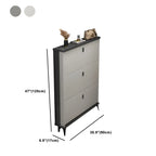 Armoire à chaussures d'entrée grise et blanche à façade rabattable