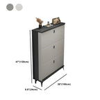 Armoire à chaussures d'entrée grise et blanche à façade rabattable