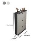Armoire à chaussures d'entrée grise et blanche à façade rabattable